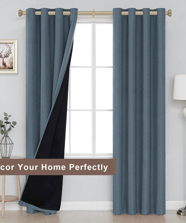 Heavy Curtain Rod, set of 2 pcs Adjustable Curtain Rod for Windows with Round Cap, Light Gold