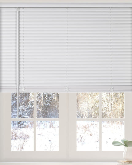 Calyx Interiors 2.5 cm Cordless Vinyl Mini Blinds, White,  77 W x 152 H cm