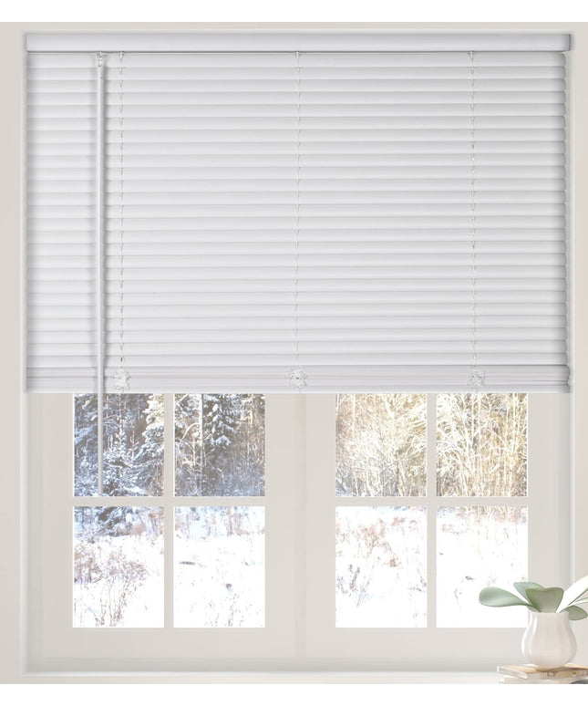 Calyx Interiors 2.5 cm Cordless Vinyl Mini Blinds, White,  77 W x 152 H cm