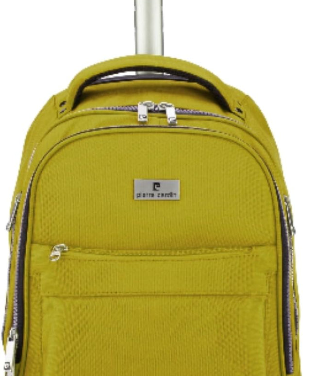 Pierre Cardin Trolley backpack School bag 3 PCS set All in One 2 BIG WHEEL Rolling Backpack Include Pencil case, Lunch bag and trolley backpack UNISEX PC87067 - Brown