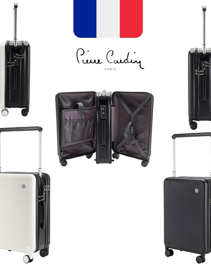 Pierre Cardin Carry on Luggage Business And Laptop Rolling Bag (BLACK)