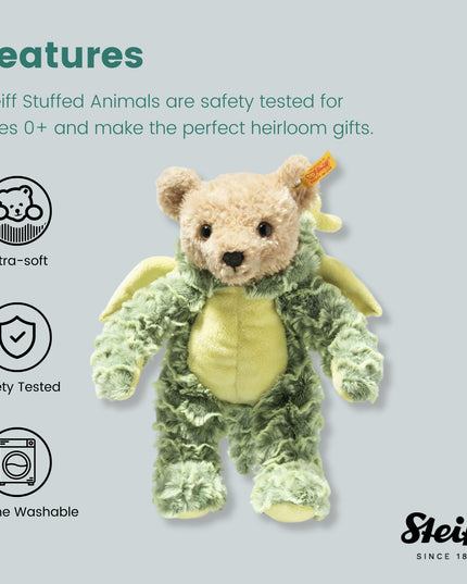 Steiff Teddy Bear with Dragon Hoodie Costume, Chinese Zodiac Signs, Teddy Stuffed Animal, Plush Bear Cuddly Toy, Machine Washable, 11"