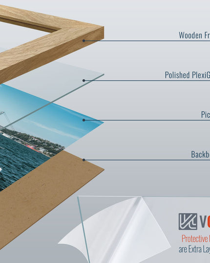 VCK 40x60 CM Oak Wood Frame for Poster & Picture, Natural Solid Wood Photo Frame, Wall Gallery Frame