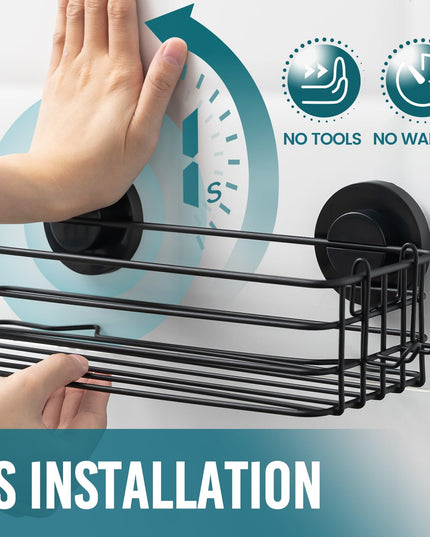TAILI Shower Caddy Suction Cup 2 Pack with Hooks & Soap holder