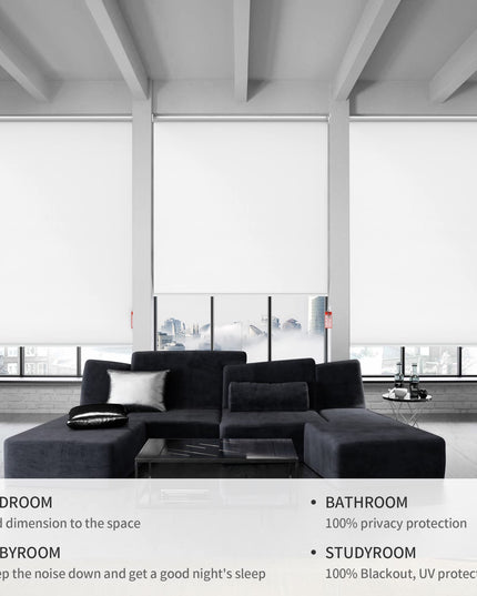 Homebox 100% Blackout Roller Window Shades, White, 119.38 cm W x 182.88 cm H