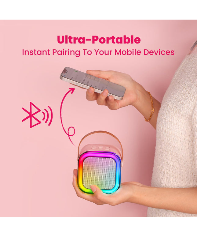 Mini Karaoke Machine for Kids Adults,Portable Bluetooth Speaker with 2 Wireless Microphones, MP3 Music Player Gifts Toys for Girls 3-12 Year Old Birthday Family Home Party (Pink 2 Mics)