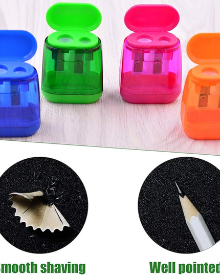 Kids Manual Pencil Sharpener with Dual Holes Colorful Portable Pencil Sharpener with Cover for School Home Classroom Office 4pcs 4 Colors