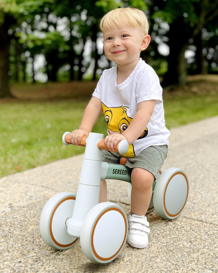 SEREED Children's Balance Bike from 1 Year, Balance Bike Toy for 12-36 Months Baby, First Bicycle without Pedal with 4 Wheels for Boys and Girls, Toddlers, First Birthday Gift