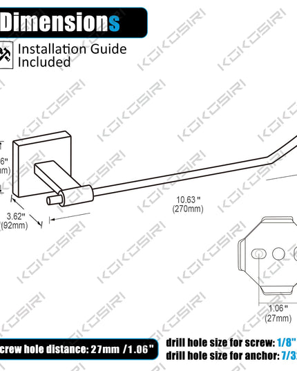 KOKOSIRI Hand Towel Bar Bathroom Towel Holder for Bath Kitchen 9 Inch Necklace Holder Chrome Stainless Steel B3005CH