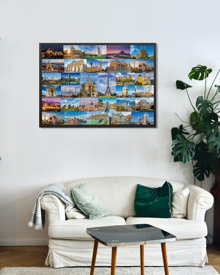 PICKFORU Europe Travel Puzzle 1000 Pieces for Adults, Eiffel Tower Big Ben Colosseum Landscape Puzzle Scenery, Nature Jigsaw Puzzles Paris Italy Landmarks