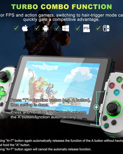 Phone Game Controller for iPhone/Android/PC/Switch, Play COD, Genshin,Support Streaming on PS5/Xbox/PC Console, Cloud Gaming Wireless Gamepad Joystick, Turbo/6-Axis Gyro/Dual Motor, Green Light, White