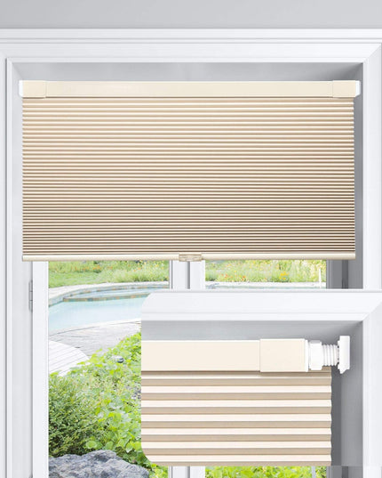 LazBlinds Cordless Cellular Shades No Tools No Drill Blackout Cellular Blinds for Window Size 162 cm (L) x 67 cm (W), Soft Cream