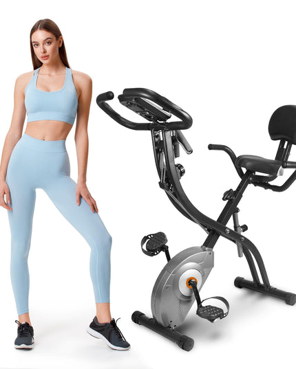 ATIVAFIT Folding Exercise Bike 8 Levels Resistance F-Bike with Heart Rate Sensor + Phone Holder