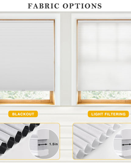 LazBlinds Cordless Cellular Shades, Blackout Honeycomb Shades, Size 91.44 cm W x 182.88 cm H, Cream