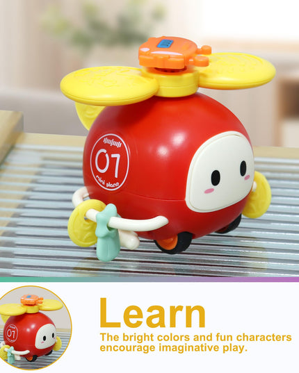 Dowellin 3-in-1 Spinner Toys High Chair Toy Table Toys for Kids, Car Toys and Helicopter Push Pull Toys Sucker Suction Toys for Child, Spinner Bath Toys for Baby Toddlers Infant 1 2 3 Years