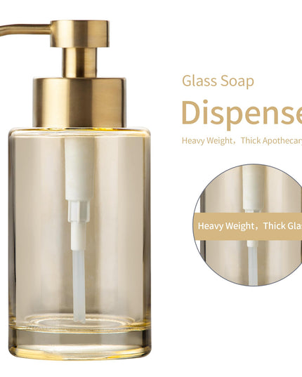 Enra Gold Foaming Soap Dispenser, 350 ml Thick Glass Bathroom Soap Dispenser (Gold Foam Dispenser)