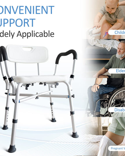 KingPavonini Shower Chair for Inside Shower, Heavy Duty Bath Chair with Arms