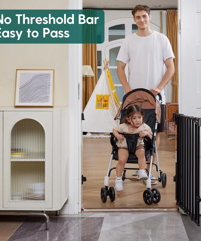 Babelio 66x109 cm No Bottom Bar Baby Gate for Babies, Elders and Pets(Black)