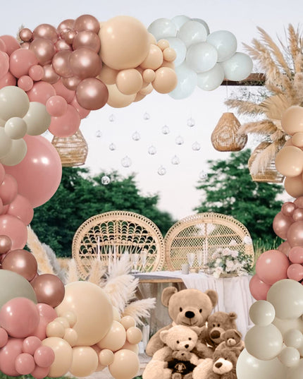 PERPAOL 154pcs Dusty Rose Pink Blush Balloons Garland Arch Kit Boho Nude Cream Peach Retro Pink for Bridal Shower Garden Tea Party Birthday Wedding Decorations