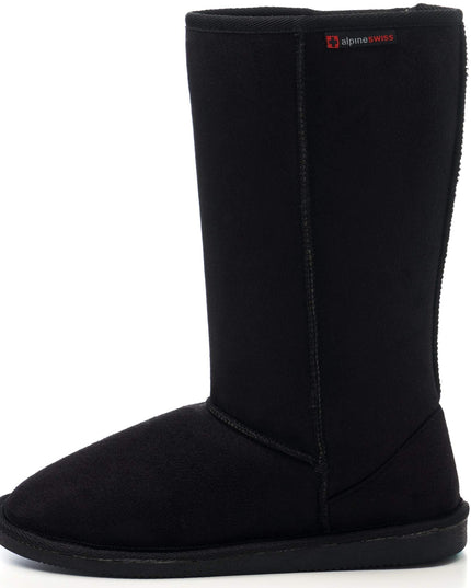 SIZE 38: Alpine Swiss Womens 11.5” Tall Mid Calf Winter Boots Faux Shearling Aussie Classic BLK 7 M US