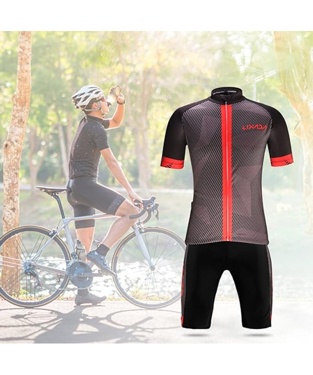 Lixada Men's Cycling Clothes Set Quick Dry Short Sleeve Bicycle Jersey Shirt Tops 3D Cushion Padded Riding Shorts Tights Pants