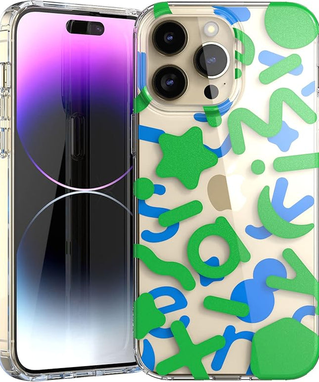 Senyimax for iPhone 14 Pro Max Case Stylish and Cute Double-Layer Letters Pattern Hard TPU Shockproof Protective Case Cover for Men Girls and Women (Multicolor)