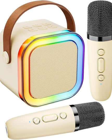 Mini Karaoke Machine for Kids Adults,Portable Bluetooth Speaker with 2 Wireless Microphones, MP3 Music Player Gifts Toys for Girls 3-12 Year Old Birthday Family Home Party (Pink 2 Mics)