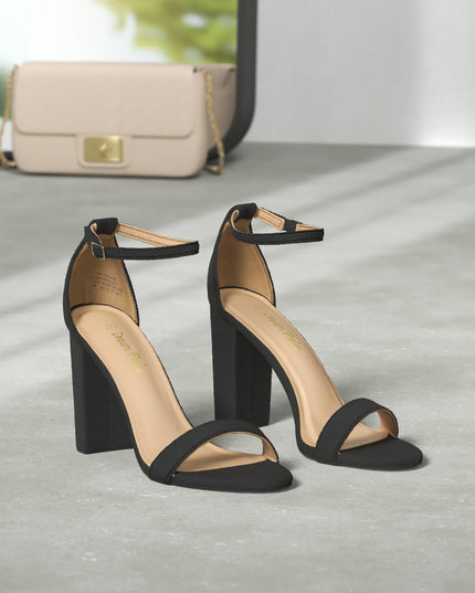 SIZE 38: DREAM PAIRS Women's Hi-Chunk Black Pu High Heel Pump Sandals