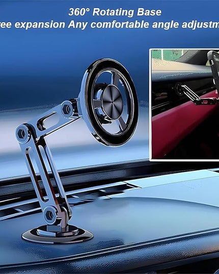 Universal 360° Pro - Car Phone Holder Magnetic Suction, Windshield Car Phone Holder Mount Dashboard/Suction Cup/Window, Hands-Free, Retractable, With Arm