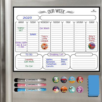 Home N'Stars Weekly White Board Dry Erase, Magnetic Weekly Planner For Fridge