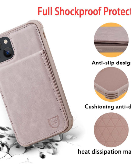 VANAVAGY Compatible for iPhone 13/14 Wallet Case for Women and Men, Salmon Pink