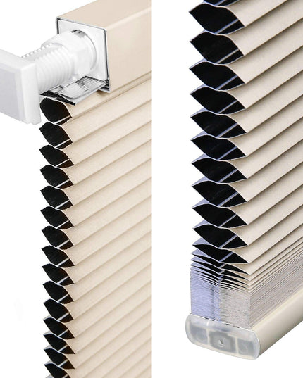 LazBlinds Cordless Cellular Shades No Tools No Drill Blackout Cellular Blinds for Window Size 162 cm (L) x 67 cm (W), Soft Cream