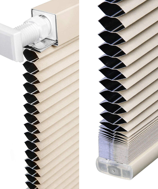 LazBlinds Cordless Cellular Shades No Tools No Drill Blackout Cellular Blinds for Window Size 162 cm (L) x 67 cm (W), Soft Cream