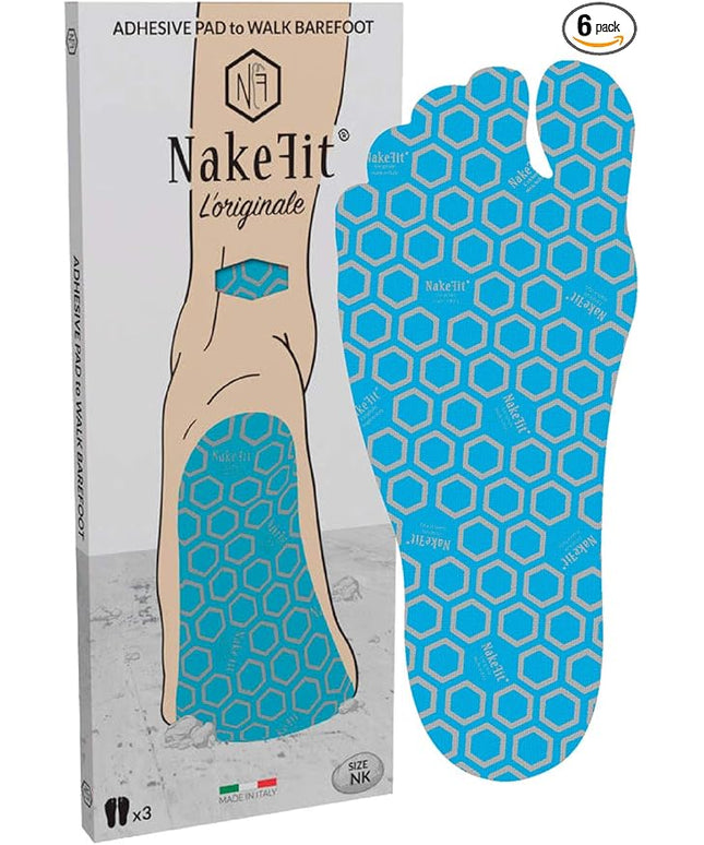 NAKEFIT L'ORIGINALE - Blue Hypoallergenic Adhesive Insoles - 3 Pairs in Pack (33-34 EU)