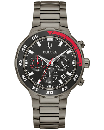 Bulova Men's Classic Sport Black Ion Plated Stainless Steel 6 Hand Chronograph Quartz Watch