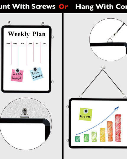 DumanAsen Small Dry Erase Board, 12" x16 Magnetic Whiteboard for Wall, Portable Hanging Board for Home, Office, School,Include Markers, Eraser, Cord and Hanging Hardware