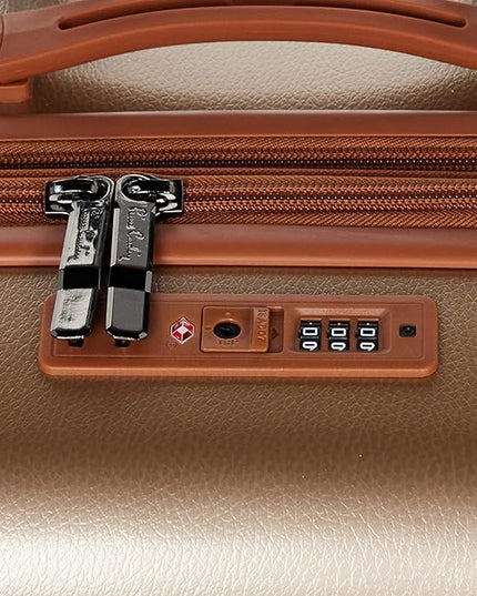 Pierre Cardin Classic Luggage Lightweight Suitcase for travel, TSA Approved, ANTI Theft Double Zipper Lock (Set of 3, Champagne)