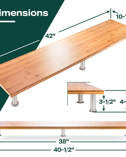 The Original Bamboo Dual Monitor Stand (As Seen On PBS) - 42 Inch Large Monitor Riser for Computer Screens, Laptop or TV - Desk Shelf Adds Storage Space and Improves Ergonomics - Natural