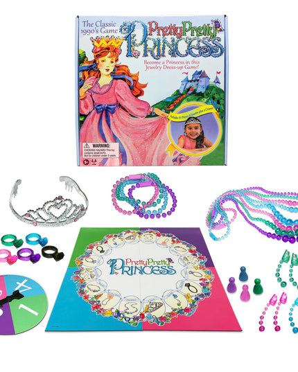 Pretty, Pretty, Princess with 1990's Artwork by Winning Moves Games USA, a Delightful Jewelry Dress-Up Game for 2-4 Players, Ages 5 and Up (1222)