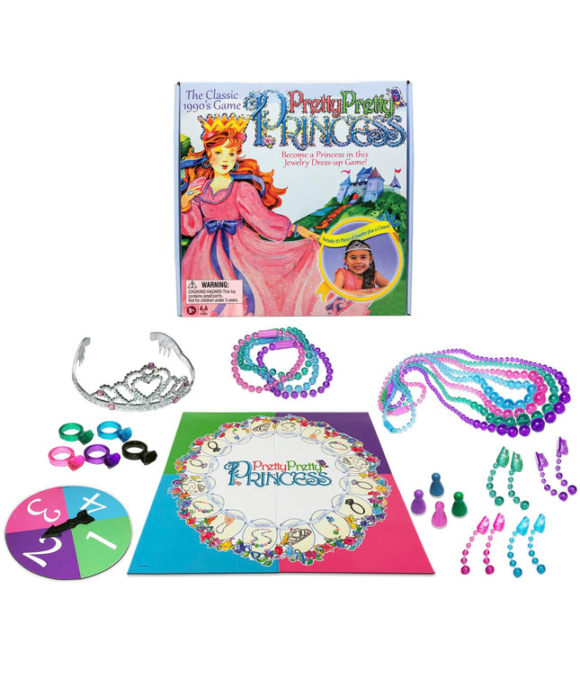 Pretty, Pretty, Princess with 1990's Artwork by Winning Moves Games USA, a Delightful Jewelry Dress-Up Game for 2-4 Players, Ages 5 and Up (1222)