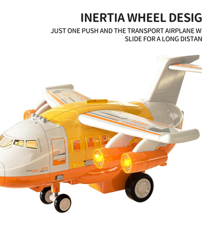 TEMI Toddler Airplane Toys for 3 Year Old, Toy Airplane for Boys Age 4-7, Large Spray Transport Airplane Toy with 12 Construction Vehicles, Toys for 3 4 5 6 7 8 Years Old