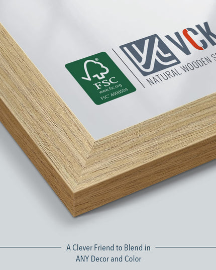 VCK 40x60 CM Oak Wood Frame for Poster & Picture, Natural Solid Wood Photo Frame, Wall Gallery Frame
