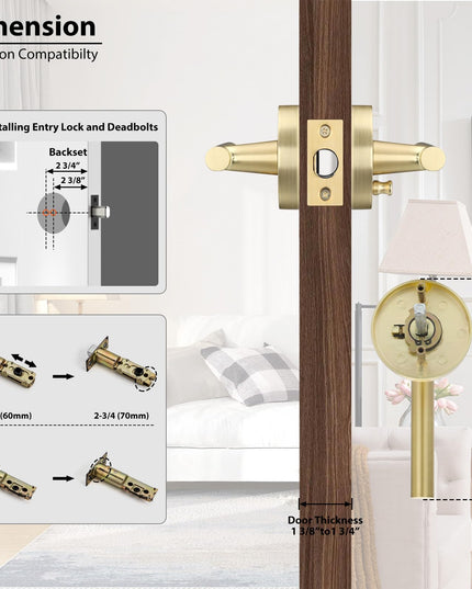 Haidms Gold Heavy Duty Door Handle Interior,Privacy Door Lever Handle, Bathroom Door Handles Interior, Modern Bedroom Door Handle