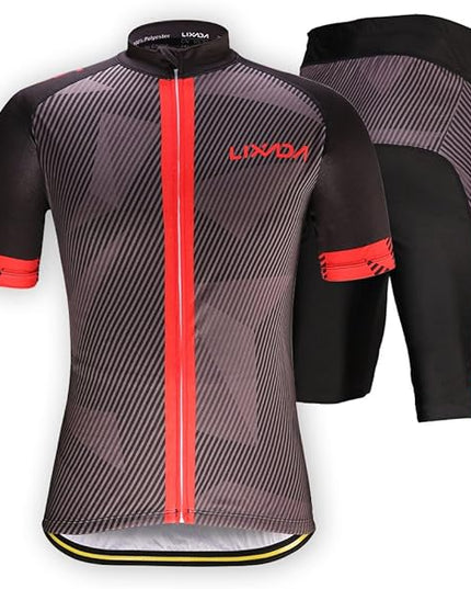 Lixada Men's Cycling Clothes Set Quick Dry Short Sleeve Bicycle Jersey Shirt Tops 3D Cushion Padded Riding Shorts Tights Pants