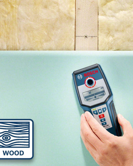 Bosch Professional Stud Finder GMS 120 (Drill Hole Marker, max. Detection Depth Wood/Magnetic Metal/Non-Magnetic Metal/Live Cable: 38/120/80/50 mm, in Cardboard Box)