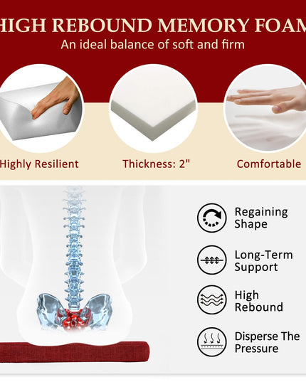 Wellsin Chair Cushions for Dining Chairs 4 Pack 40x40x5 cm, Red