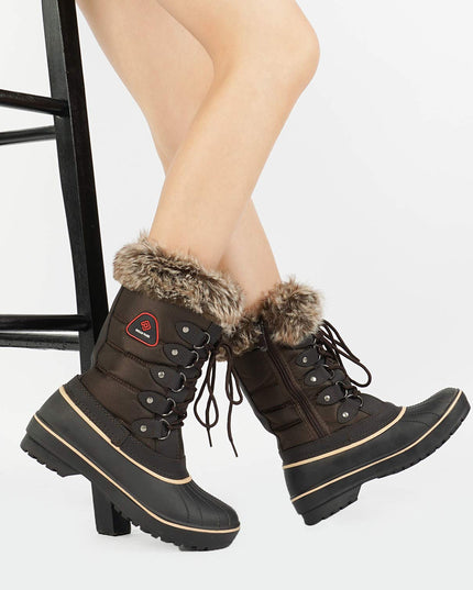 SIZE 38: DREAM PAIRS Women's Warm Faux Fur Lined Mid-Calf Winter Snow Boots