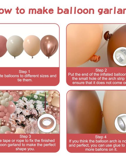 PERPAOL 154pcs Dusty Rose Pink Blush Balloons Garland Arch Kit Boho Nude Cream Peach Retro Pink for Bridal Shower Garden Tea Party Birthday Wedding Decorations