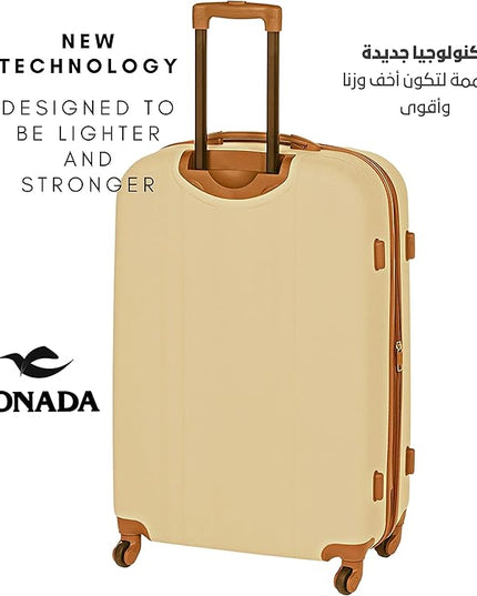 Sonada Hardside Luggage Set of 3 Expandable ABS-PC Material With Double Zipper, ANTI Theft Lock (Set of 3, Champagne)