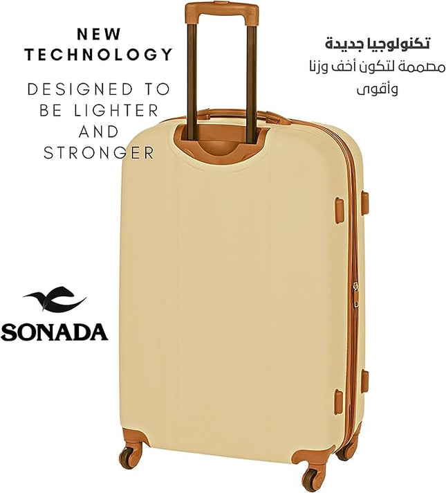 Sonada Hardside Luggage Set of 3 Expandable ABS-PC Material With Double Zipper, ANTI Theft Lock (Set of 3, Champagne)